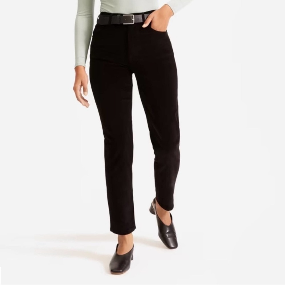 Everlane Black Solid Baby Cord Cheeky High Rise Straight Cut Corduroy Pants 29